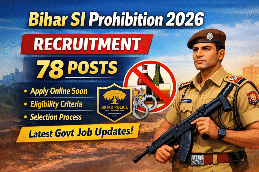 Bihar SI Prohibition Recruitment 2026: 78 Posts, Notification & Apply Date Update
