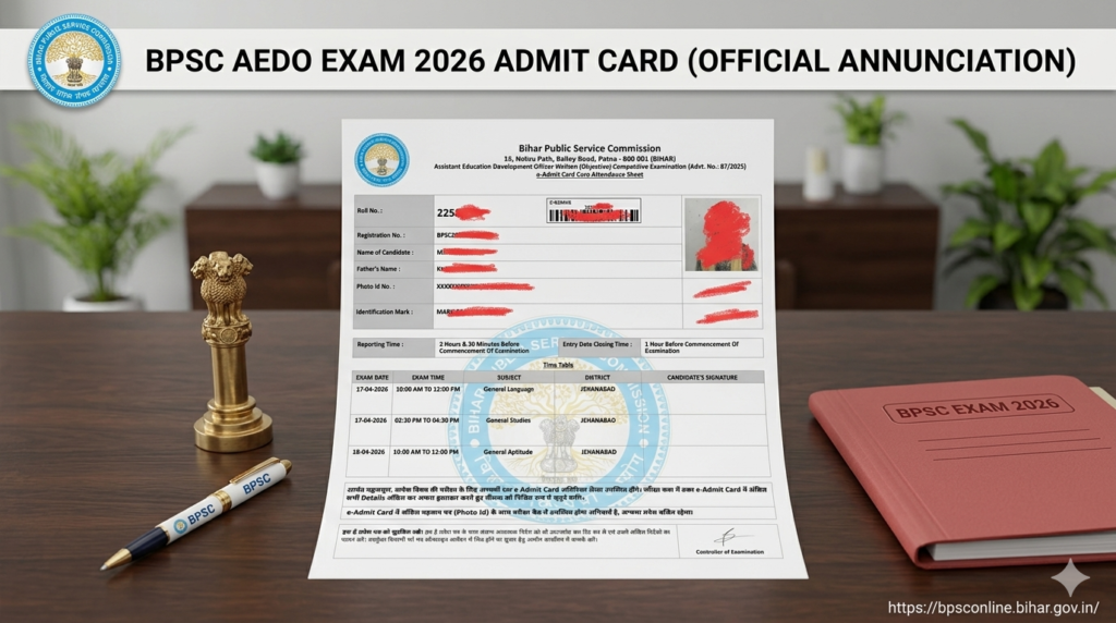 BPSC AEDO EXAM ADMIT CARD 2026