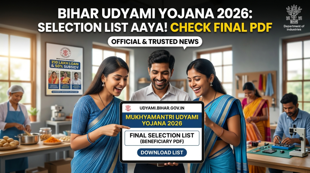 Bihar Mukhyamantri Udyami Yojana Selection List 2026: Beneficiary List PDF Download
