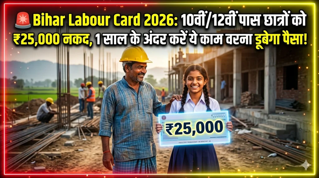 🚨 Bihar Labour Card 2026: 10वीं/12वीं पास छात्रों को ₹25,000 नकद, 1 साल के अंदर करें ये काम वरना डूबेगा पैसा!