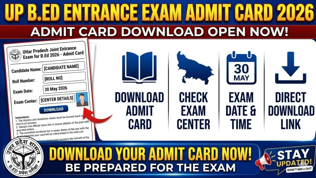 UP B.Ed JEE Admit Card 2026 Out: Download Hall Ticket & Check Exam Date