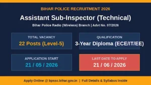 Bihar Police ASI (Technical) Recruitment 2026