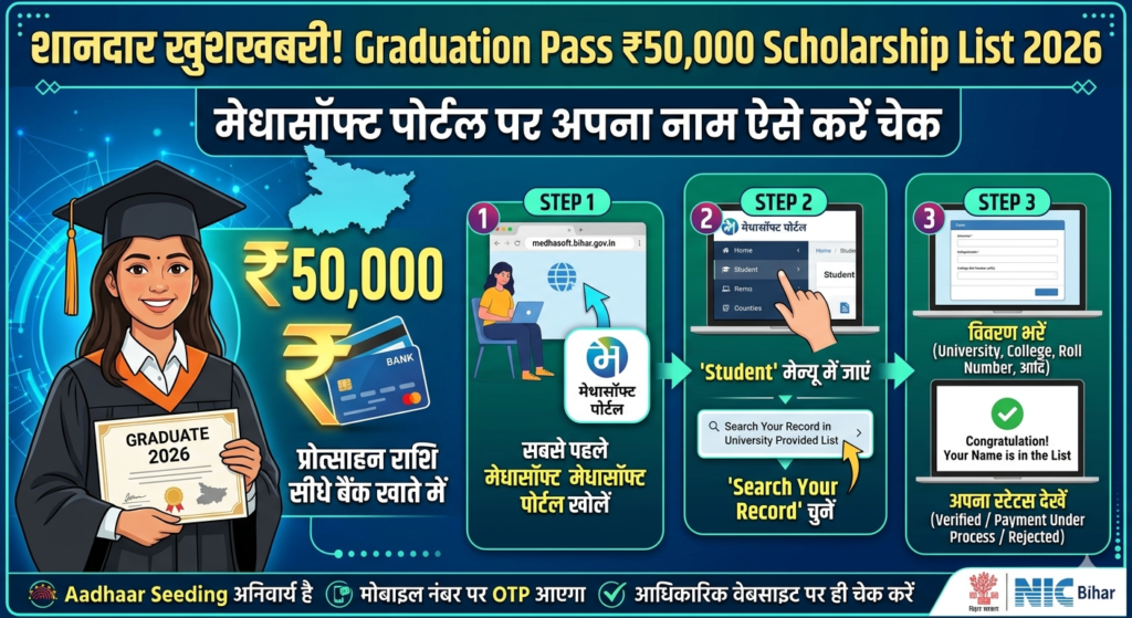 Graduation Pass ₹50,000 Scholarship List 2026
