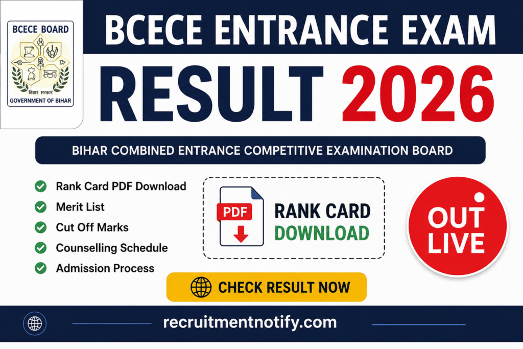 BCECE Entrance Exam Result 2026