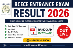 BCECE Entrance Exam Result 2026