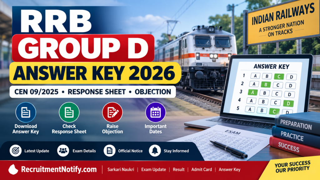 [Direct Link] RRB Group D Answer Key 2026 OUT: CEN 09/2025 Response Sheet PDF @rrb.digialm.com